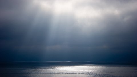 Лучи, солнце, вода, небо, свет, блеск