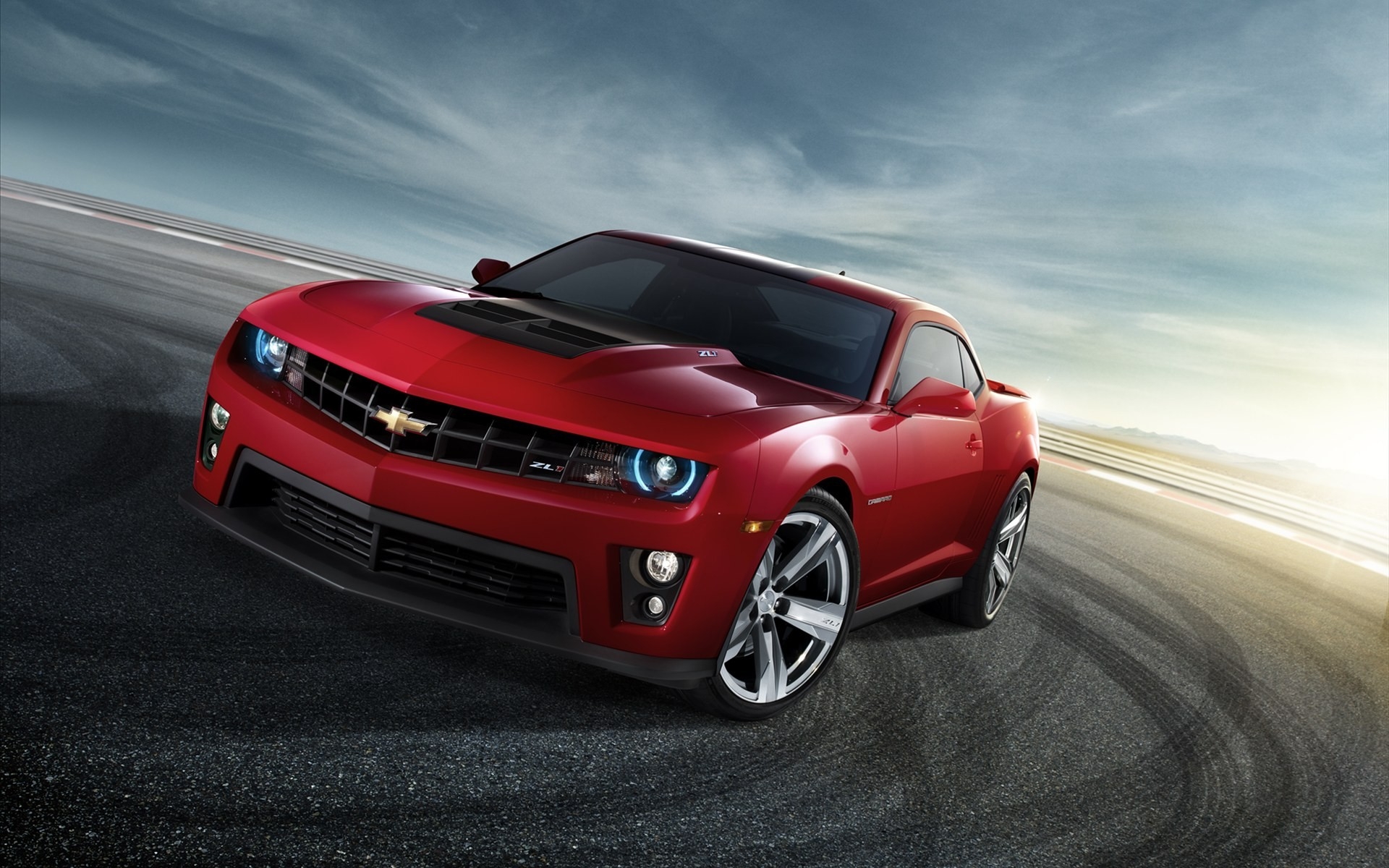 Картинки Chevrolet, camaro, красный, вид спереди, дрейф фото и обои на рабочий стол