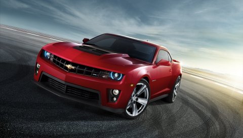 Chevrolet, camaro, красный, вид спереди, дрейф