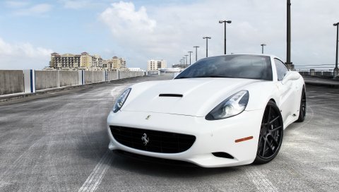 Ferrari, белый, вид спереди