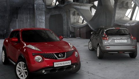 Nissan, серый, красный, авто