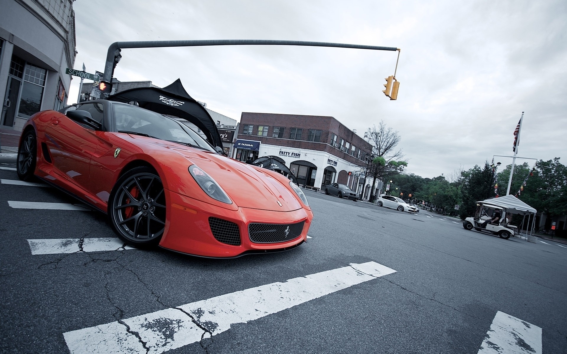 Картинки Ferrari, авто, красный, городской, стильный фото и обои на рабочий стол