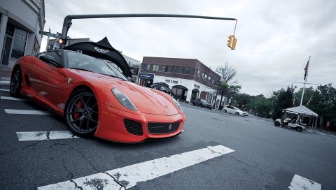 Ferrari, авто, красный, городской, стильный