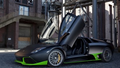 Lamborghini, murcielago lp750, черный, зеленый, авто