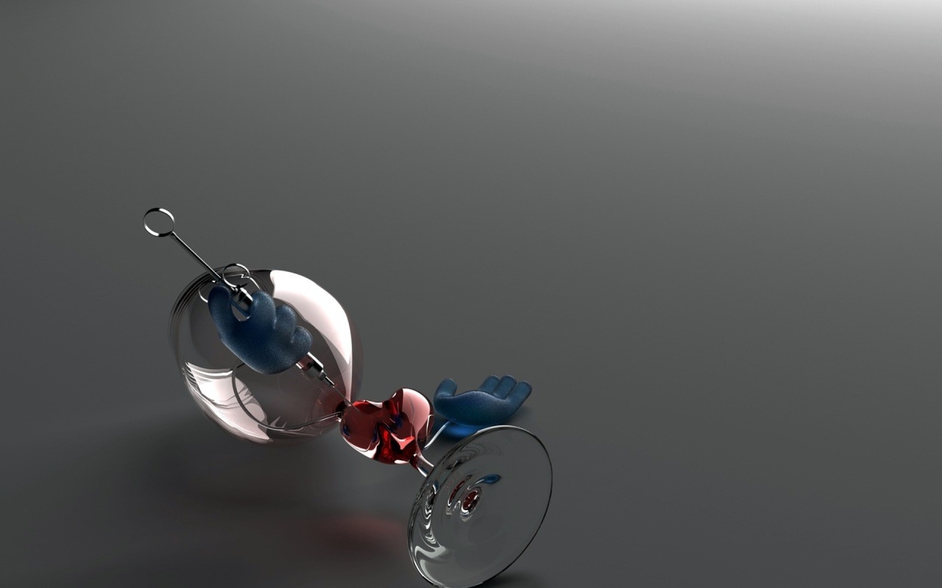 Картинки Стекло, бокал, сердце, красный, синий фото и обои на рабочий стол