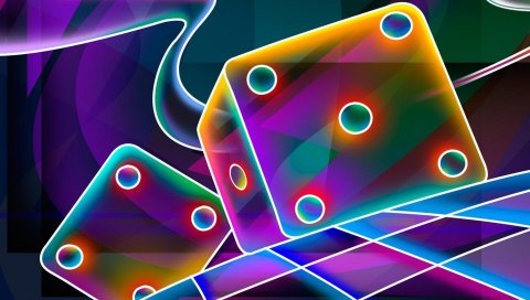 3d, куб, кости, неон