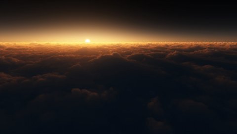 Закат, облака, горизонт