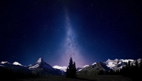 Ночь, Альпы, швейцарские