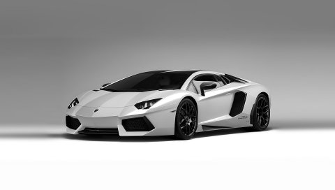 Белый, Lamborghini, Aventador