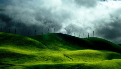 Ветер, поля, турбина