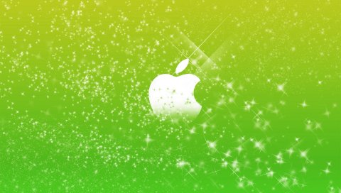 Зеленый, Apple, логотип, блестки