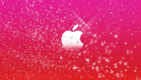 Розовый, Apple, логотип, блестки