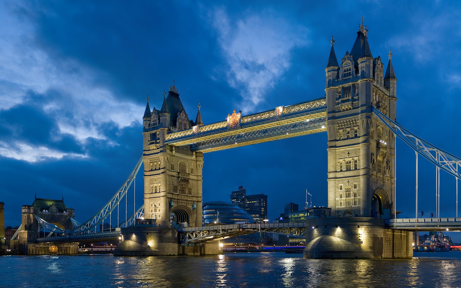 Картинки Лондон, Сумерки, Мост, Башня фото и обои на рабочий стол