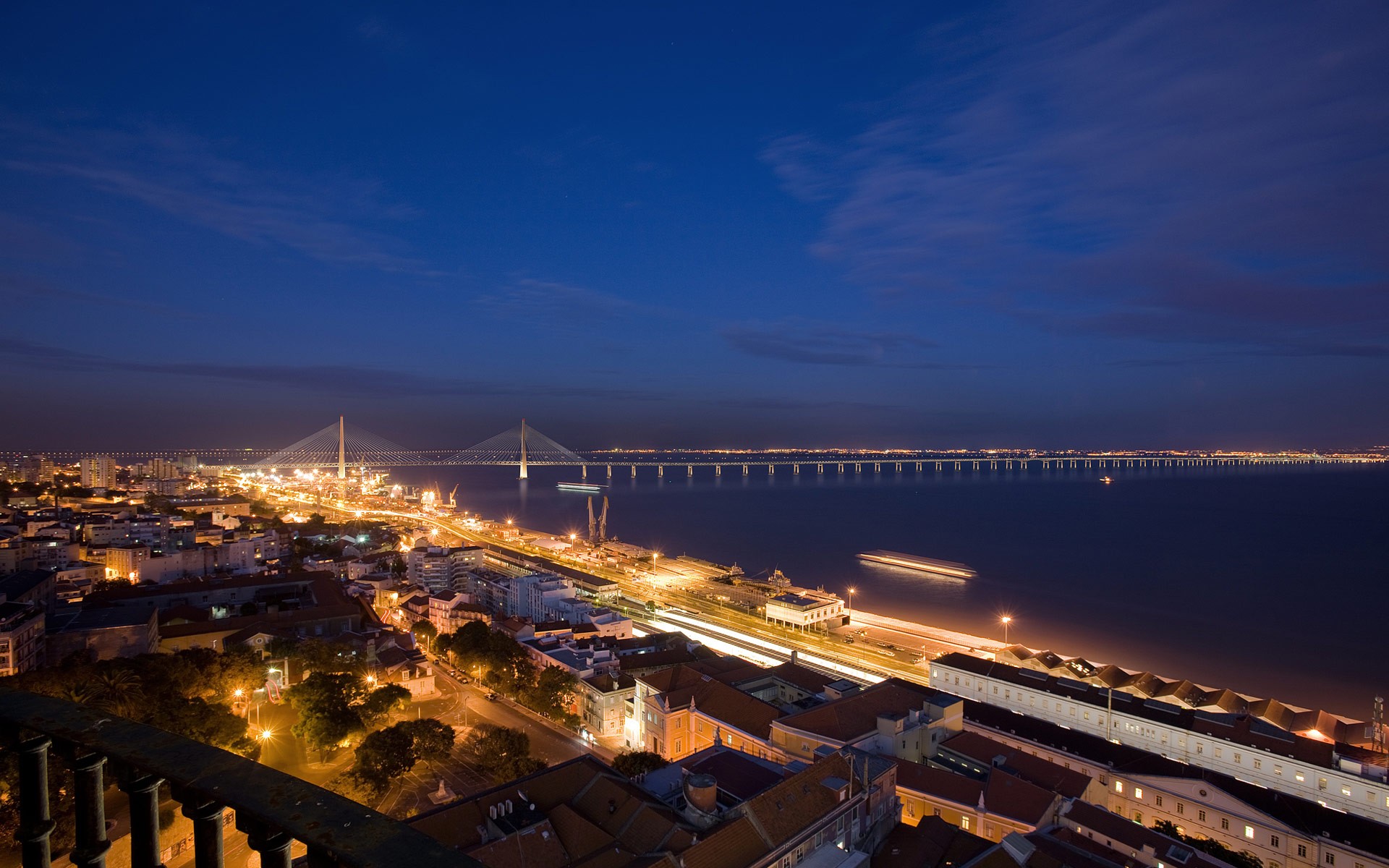 Картинки Мост, Ноктюрна, Лиссабон фото и обои на рабочий стол
